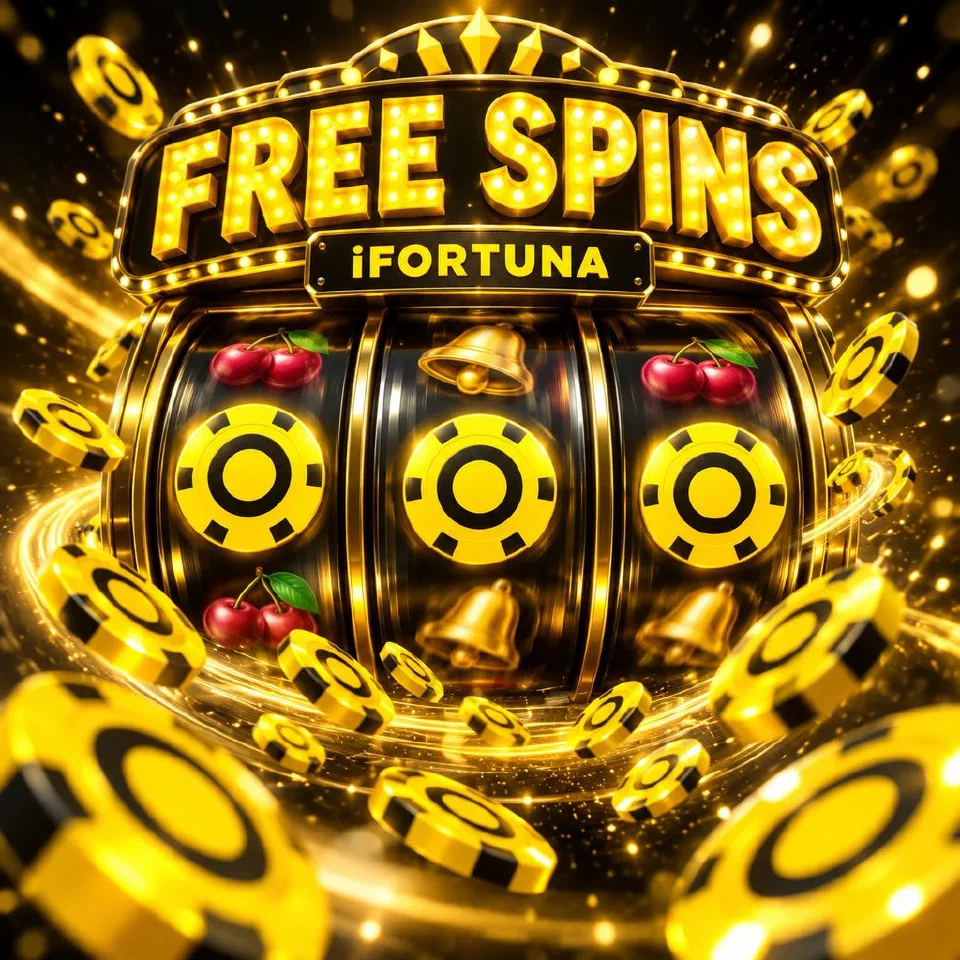 Slot reels with yellow chip symbols under a FREE SPINS marquee with the iFortuna name